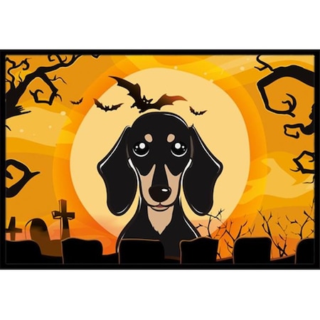 Carolines Treasures Carolines Treasures BB1773MAT Halloween Smooth Black And Tan Dachshund Indoor & Outdoor Mat; 18 x 27 in. BB1773MAT